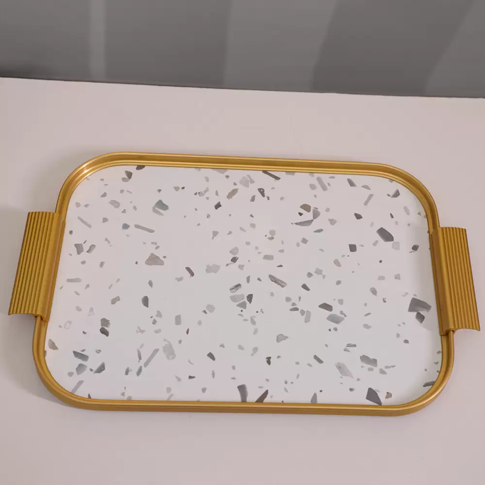S14 TRAY. TERRAZZO/GOLD